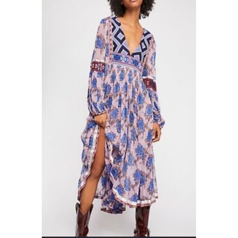 Free People Bold Blooms Midi Dress Women S Lavender Very Good Boho Embroidered